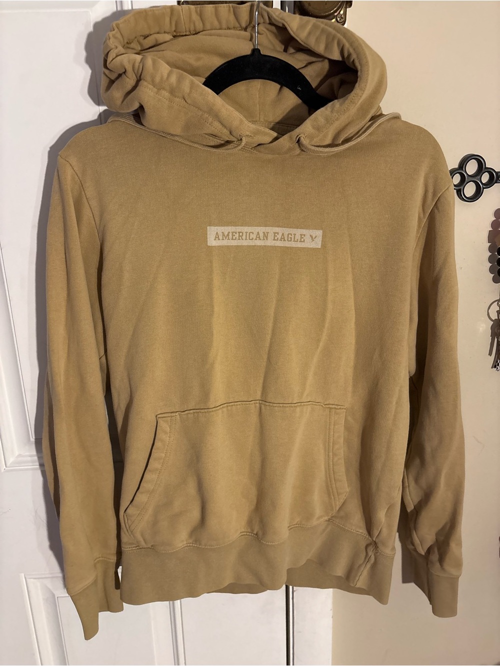 American Eagle Super Soft Box Logo Hoodie in Brown
